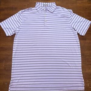 Peter Millar Summer Comfort Golf Polo Men's XL Purple Black Striped Stretch